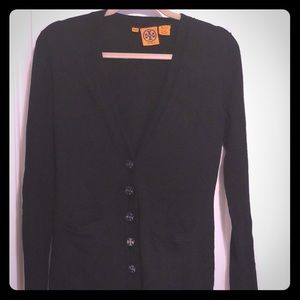 Tory Burch black long “Madeline Cardigan”